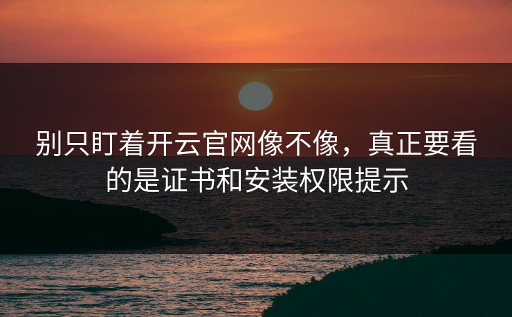 别只盯着开云官网像不像，真正要看的是证书和安装权限提示