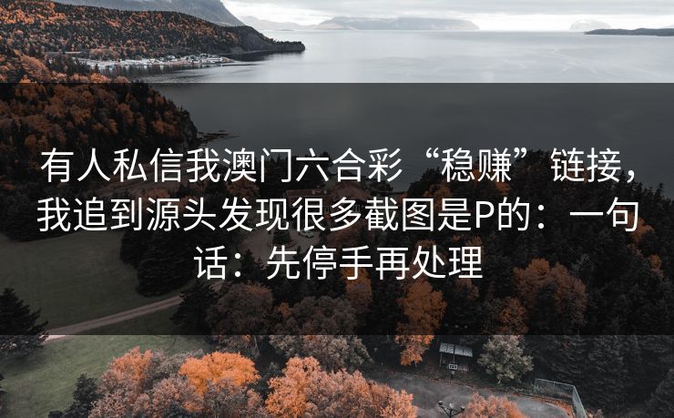 有人私信我澳门六合彩“稳赚”链接，我追到源头发现很多截图是P的：一句话：先停手再处理